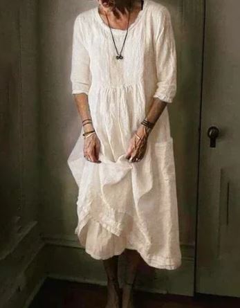 Carmine - Cotton Linen Oversized Women's Dress