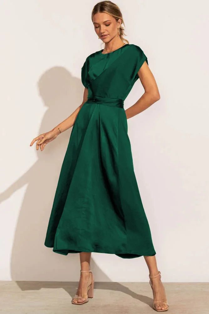 Evangeline - Elegant Satin Silk Party Dress