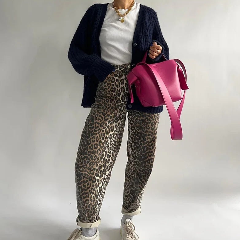 Bonnie - Vintage Leopard Print Jeans